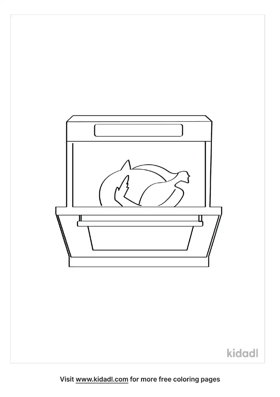 Oven With Turkey In It Door Closed Coloring Page