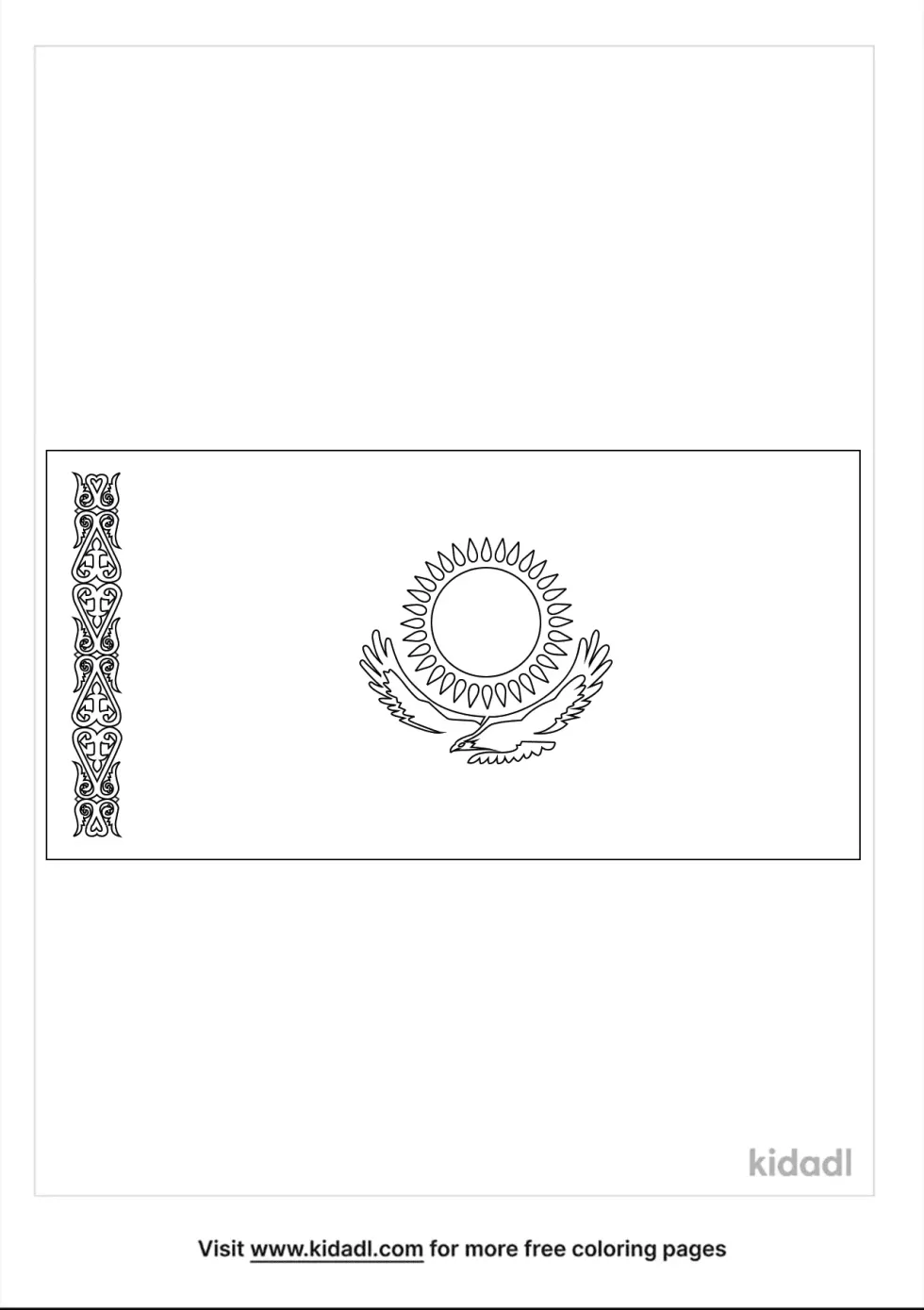 Kazakhstan Flag Coloring Page