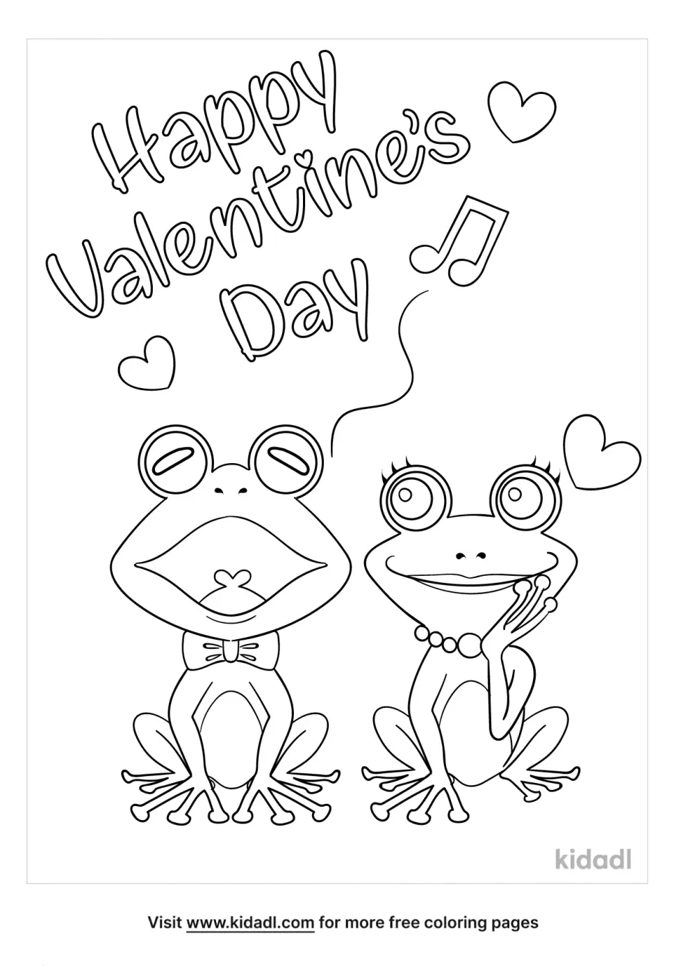 Frog Valentine's Day Coloring Page