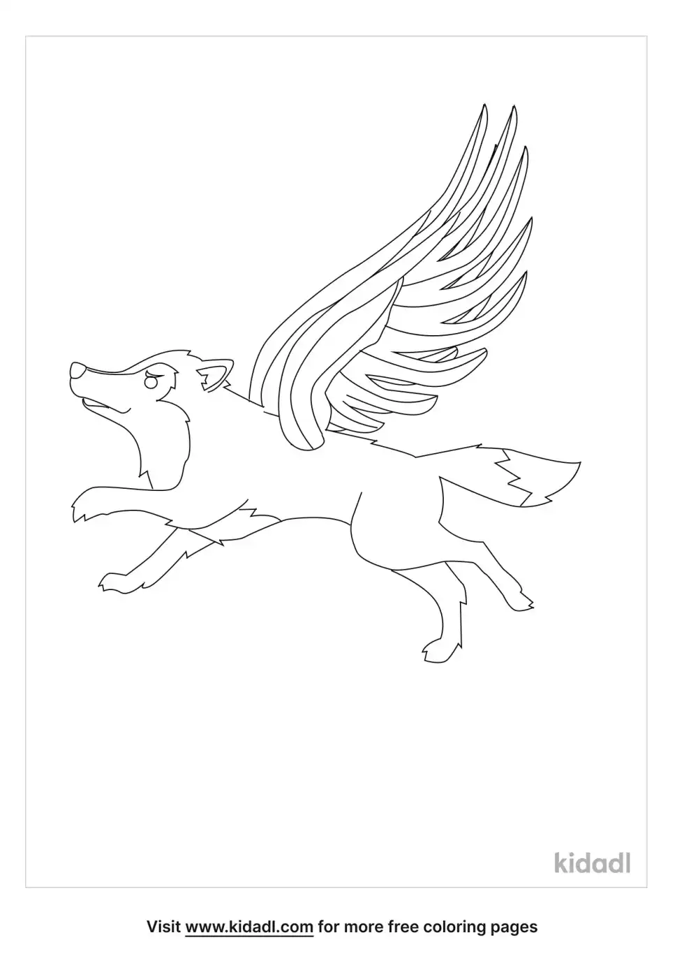 Flying Wolf Coloring Page