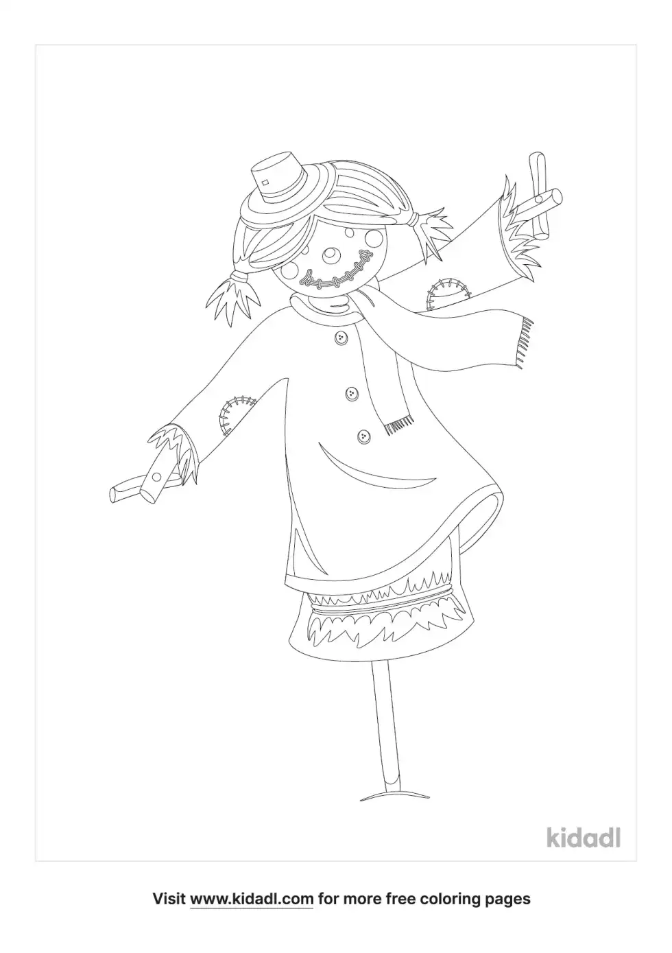 Scarecrow Girl Coloring Page