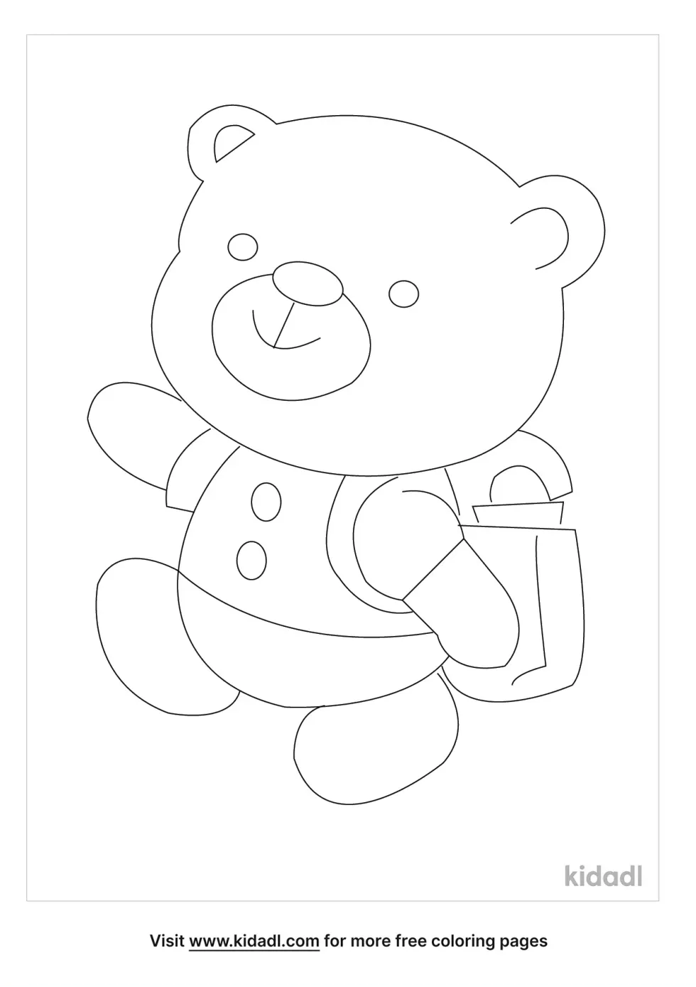Teddy Bear Going To School Coloring Page