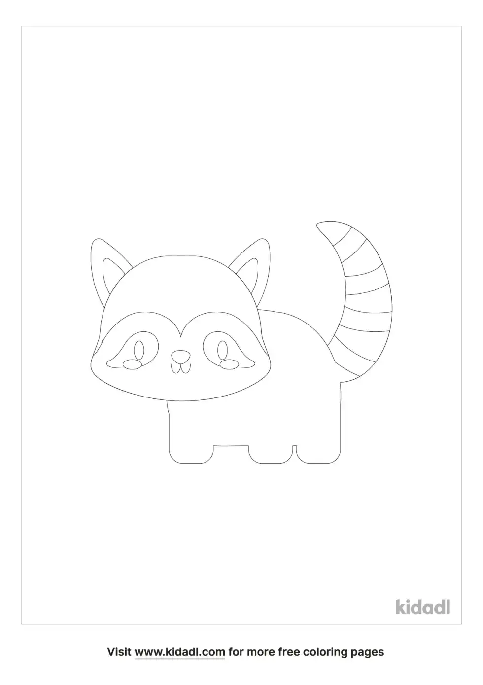 Kawaii Raccoon Coloring Page