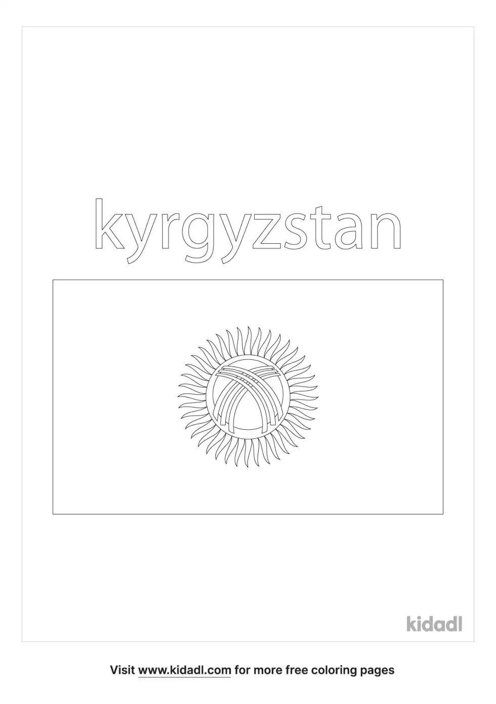 Flag Of Kyrgyzstan Coloring Page