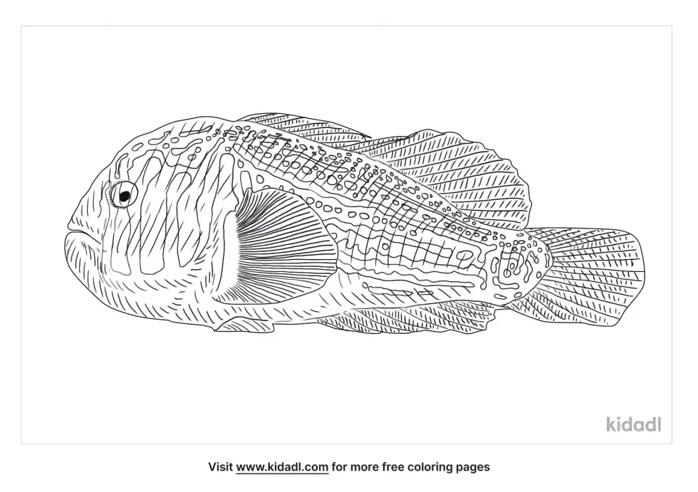 Green Clown Goby Coloring Page