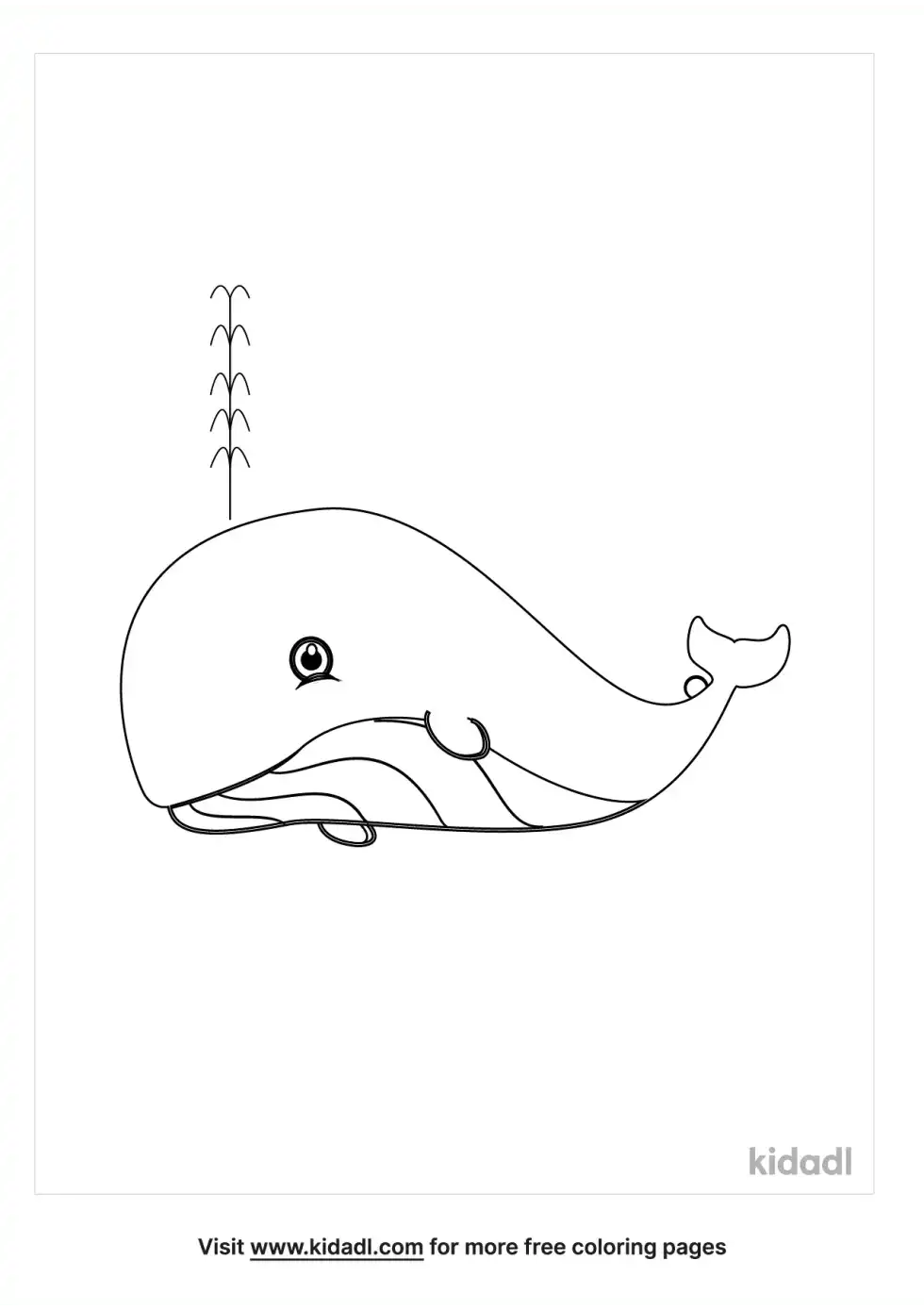 Cartoon Whale Spouting Water Coloring Page