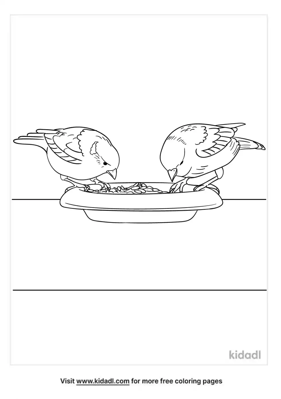 Birds Eating Seeds Coloring Page