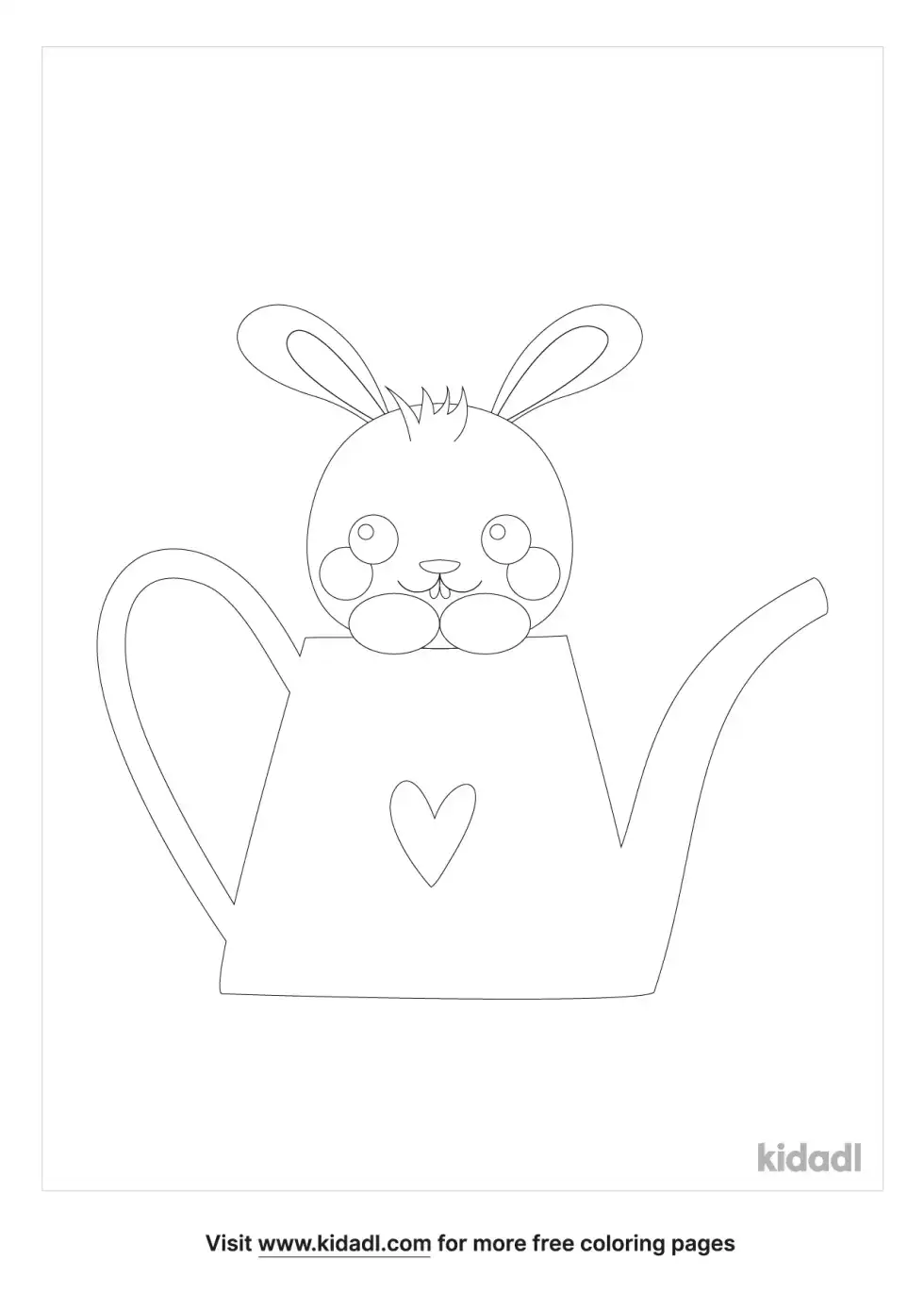 Bunny In Watering Can Coloring Page