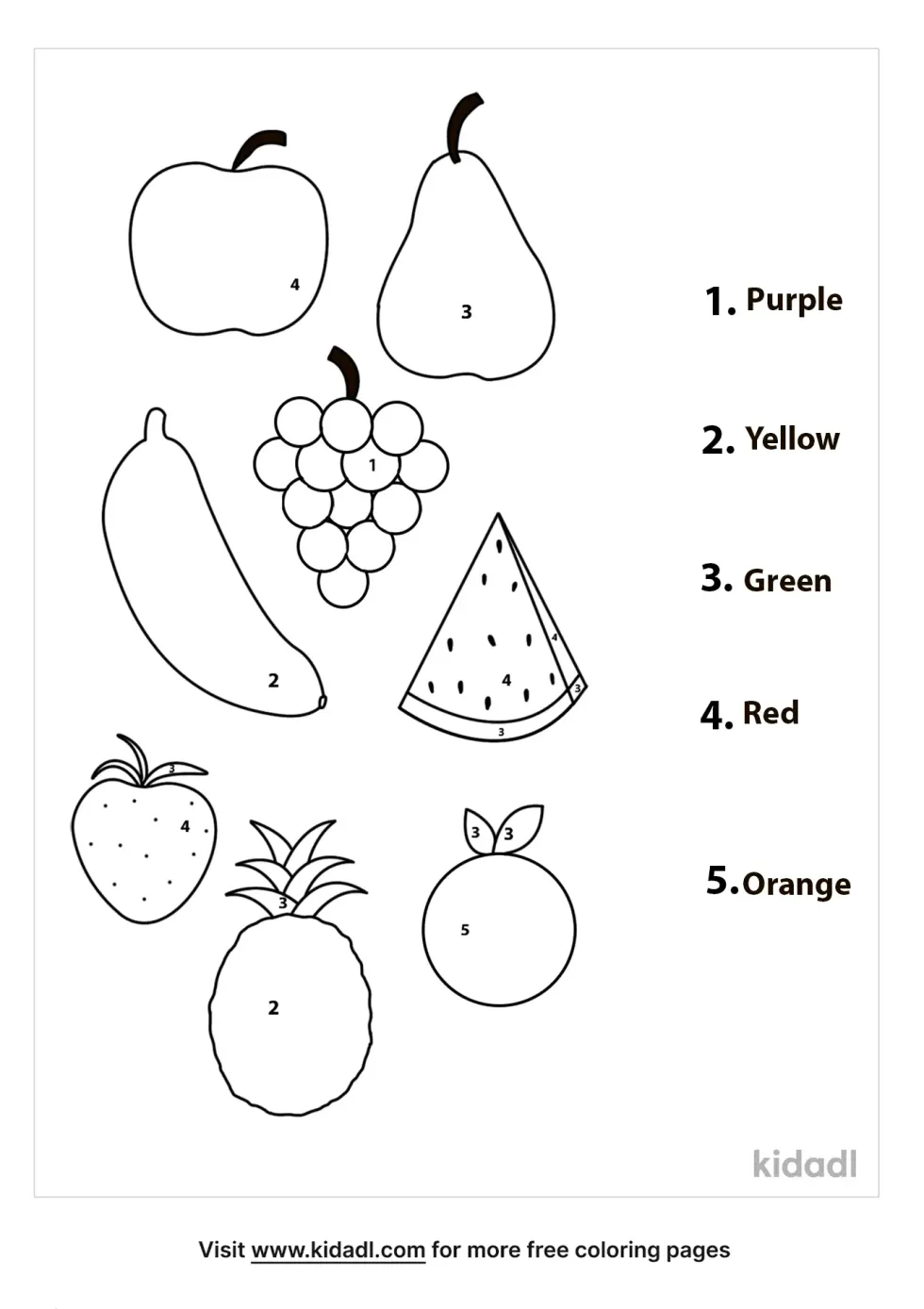 Fruit Color By Numbers