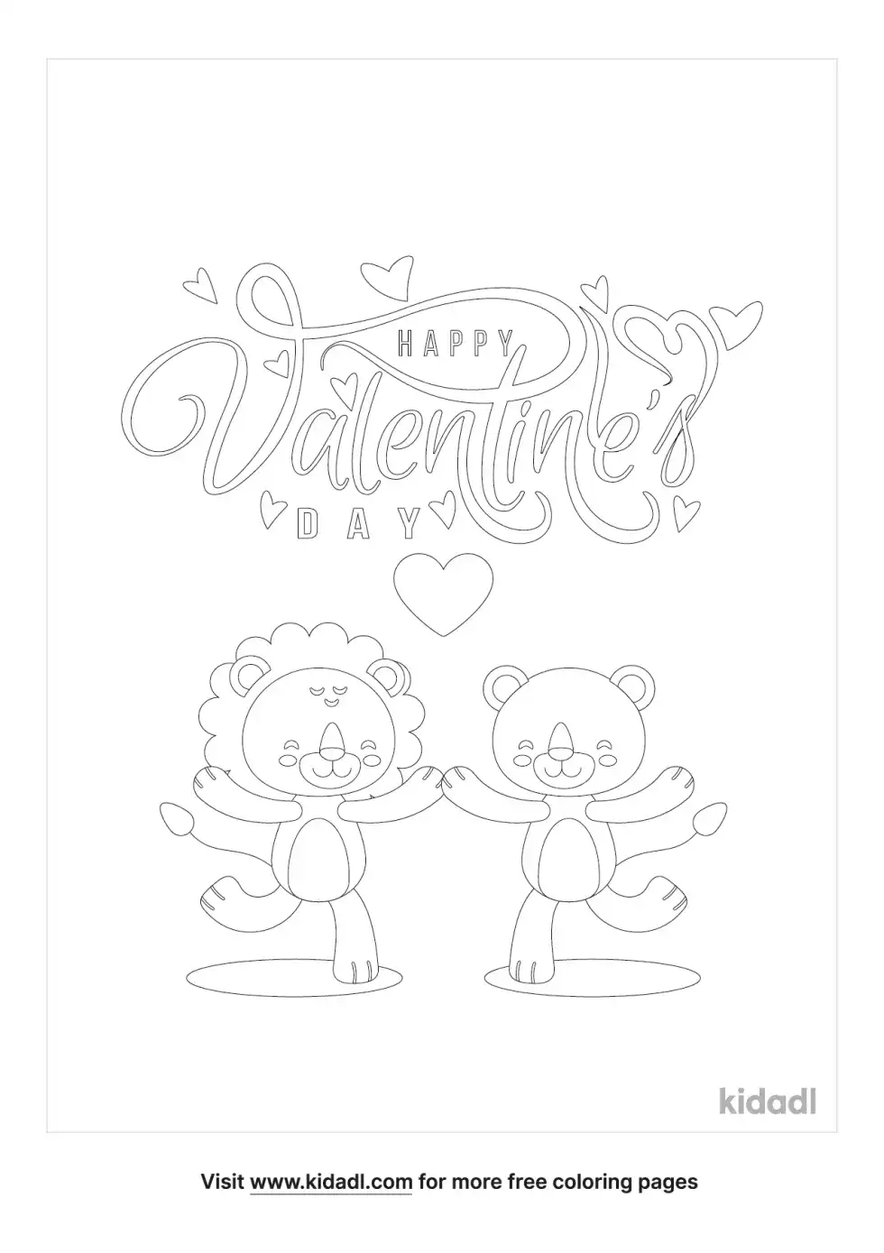 Valentine's Lion Coloring Page