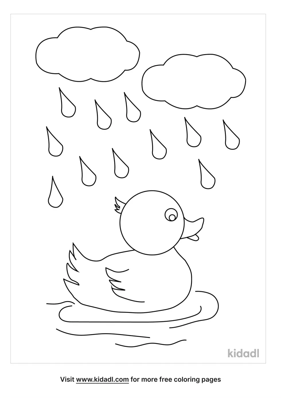 Duck In The Rain Coloring Page