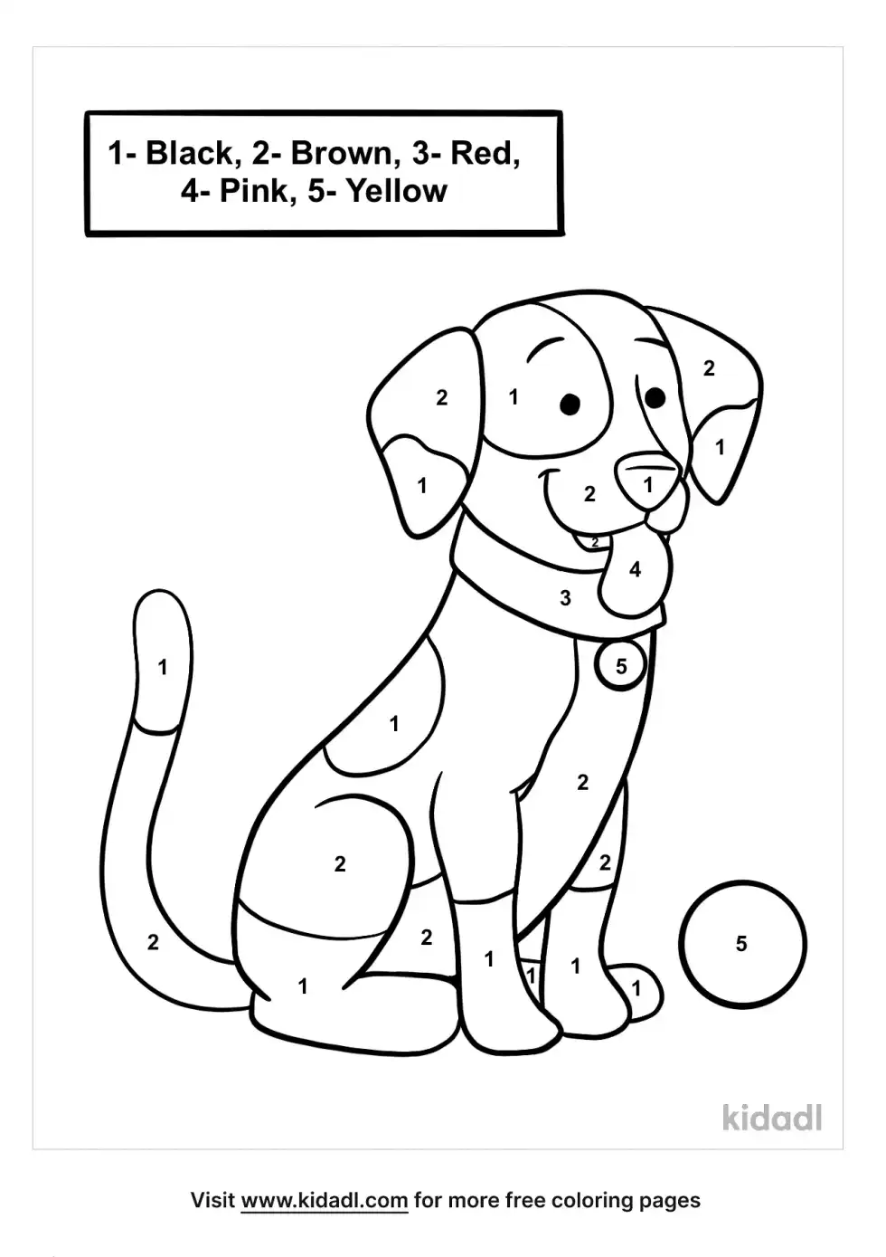 Dog Color By Numbers Coloring Page