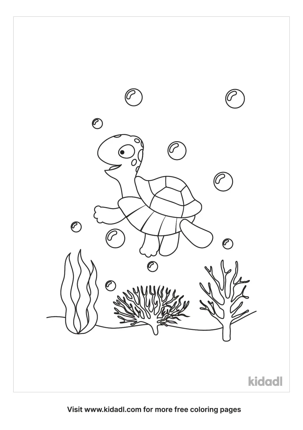 Turtle In Log Stream Coloring Page
