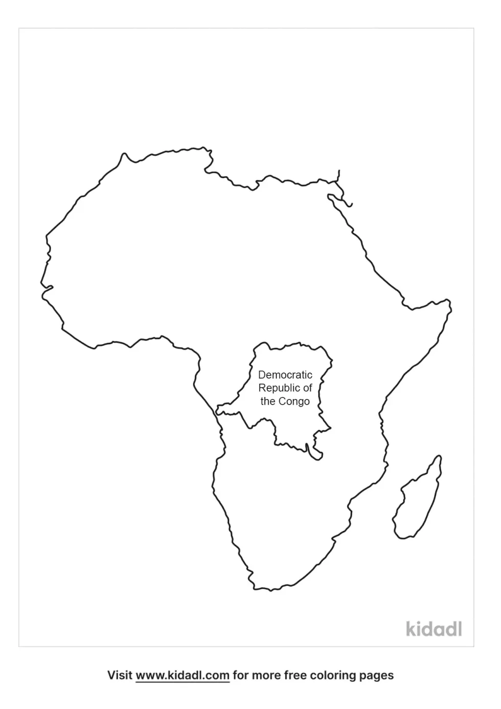 African Continent With Democratic Republic Of The Congo Highlighted