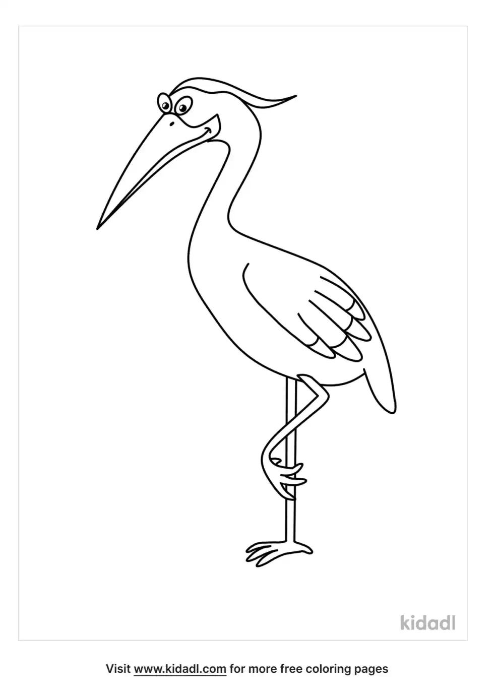 Heron Cartoon Coloring Page