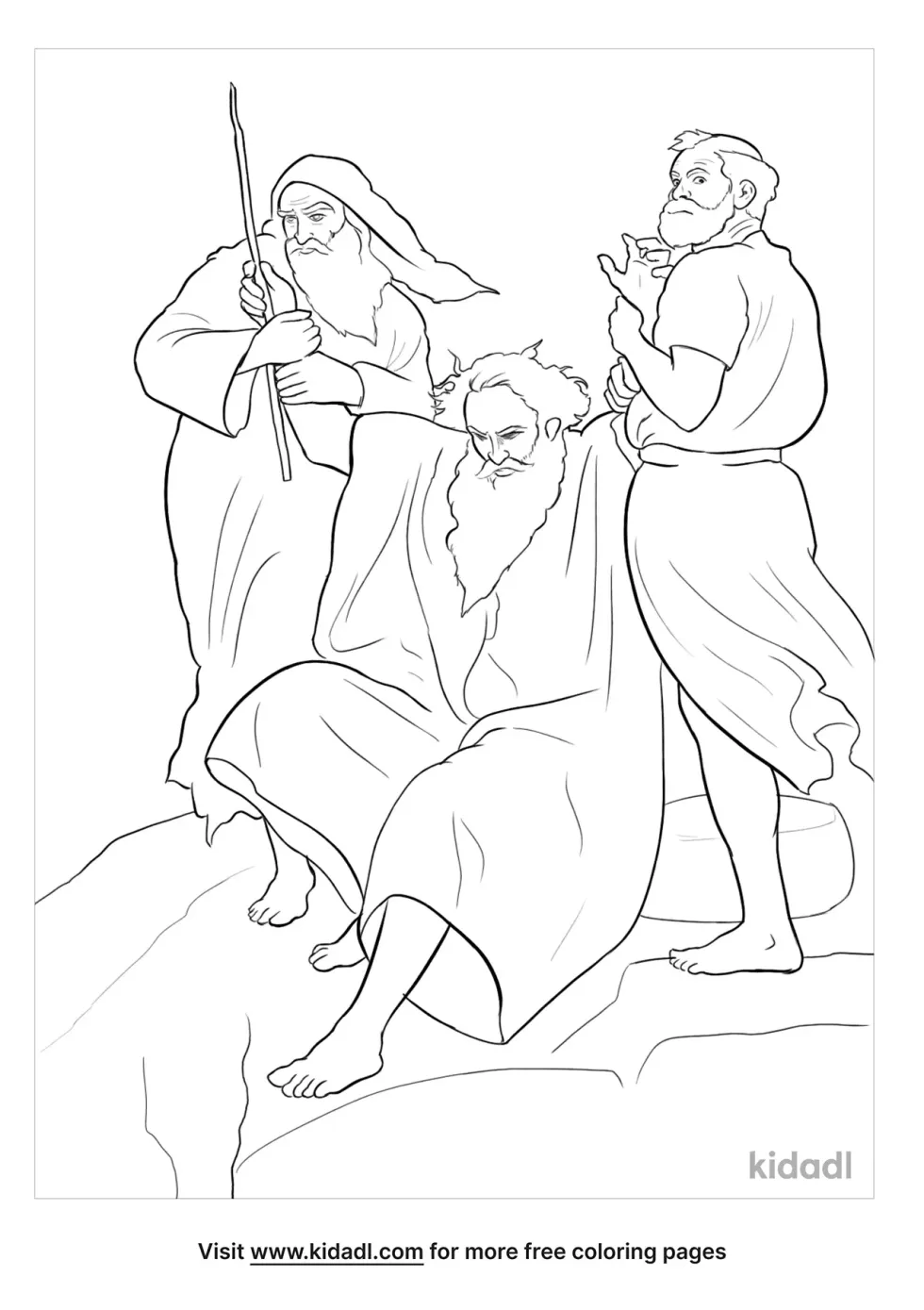 Aaron Holding Up Moses Arms Coloring Page
