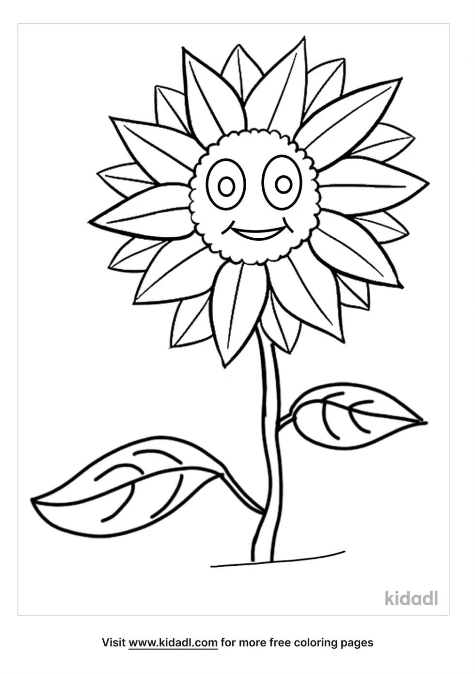 Smiling Sun Flowers Kids Coloring Page