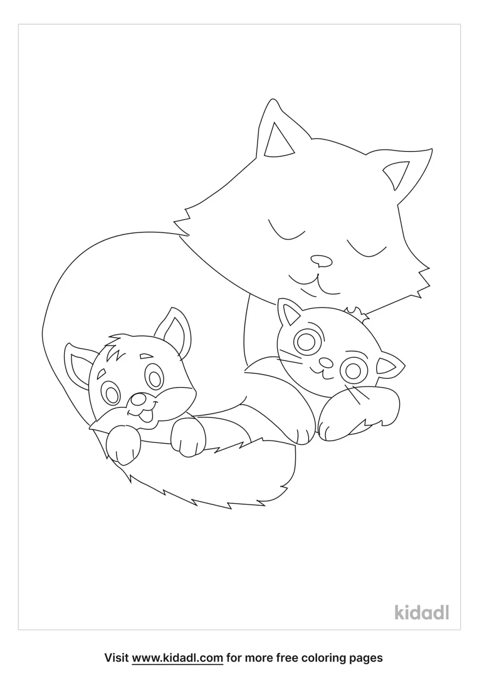 Cat And Kitten Coloring Page