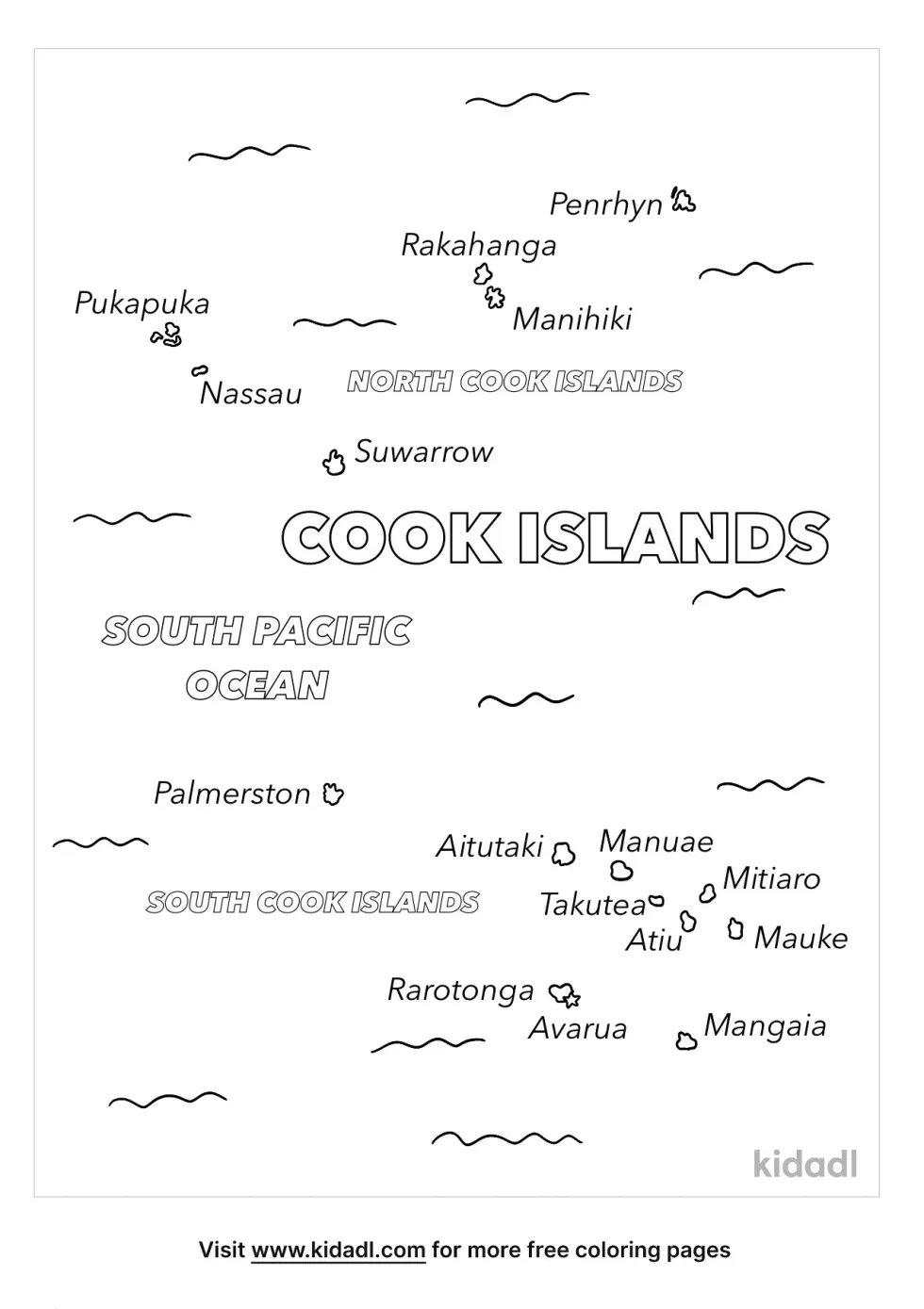 Cook Islands Map Coloring Page