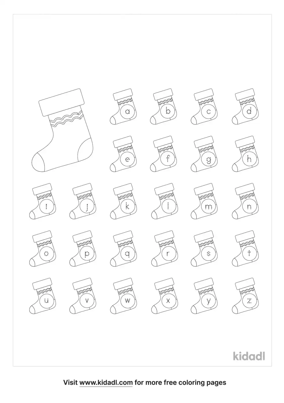 Alphabet Christmas Stockings Coloring Page