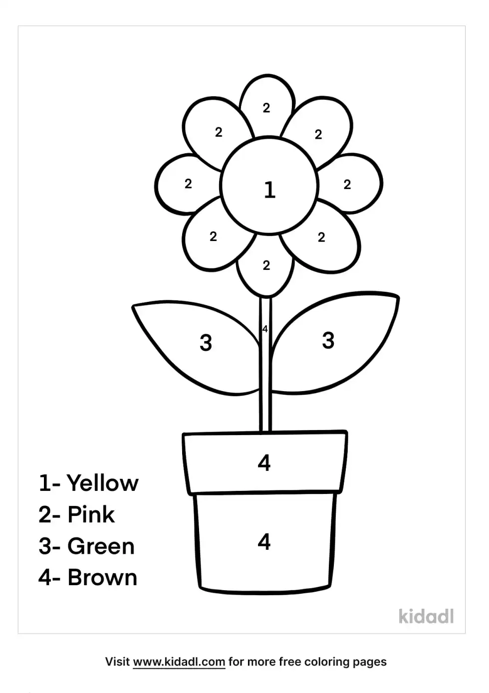 Flower Color By Numbers Coloring Page