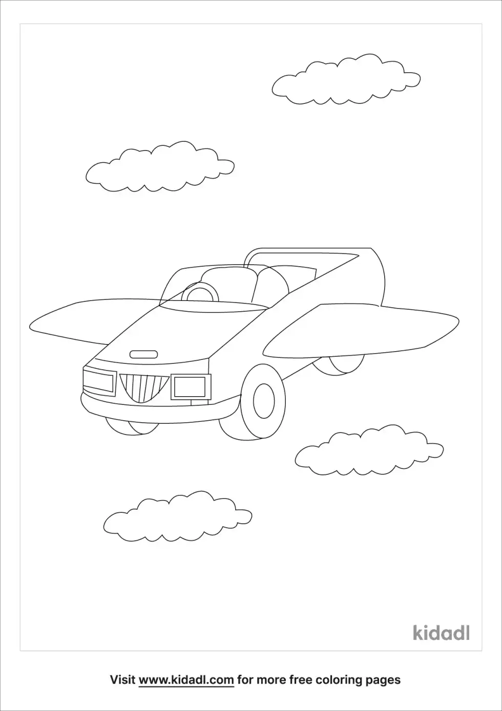 Cartoon Flying Car Coloring Page