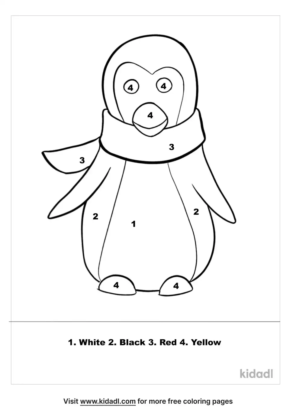 Penguin Color By Numbers Coloring Page