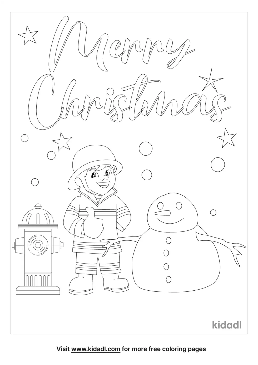 Fireman And Christmas Coloring Page