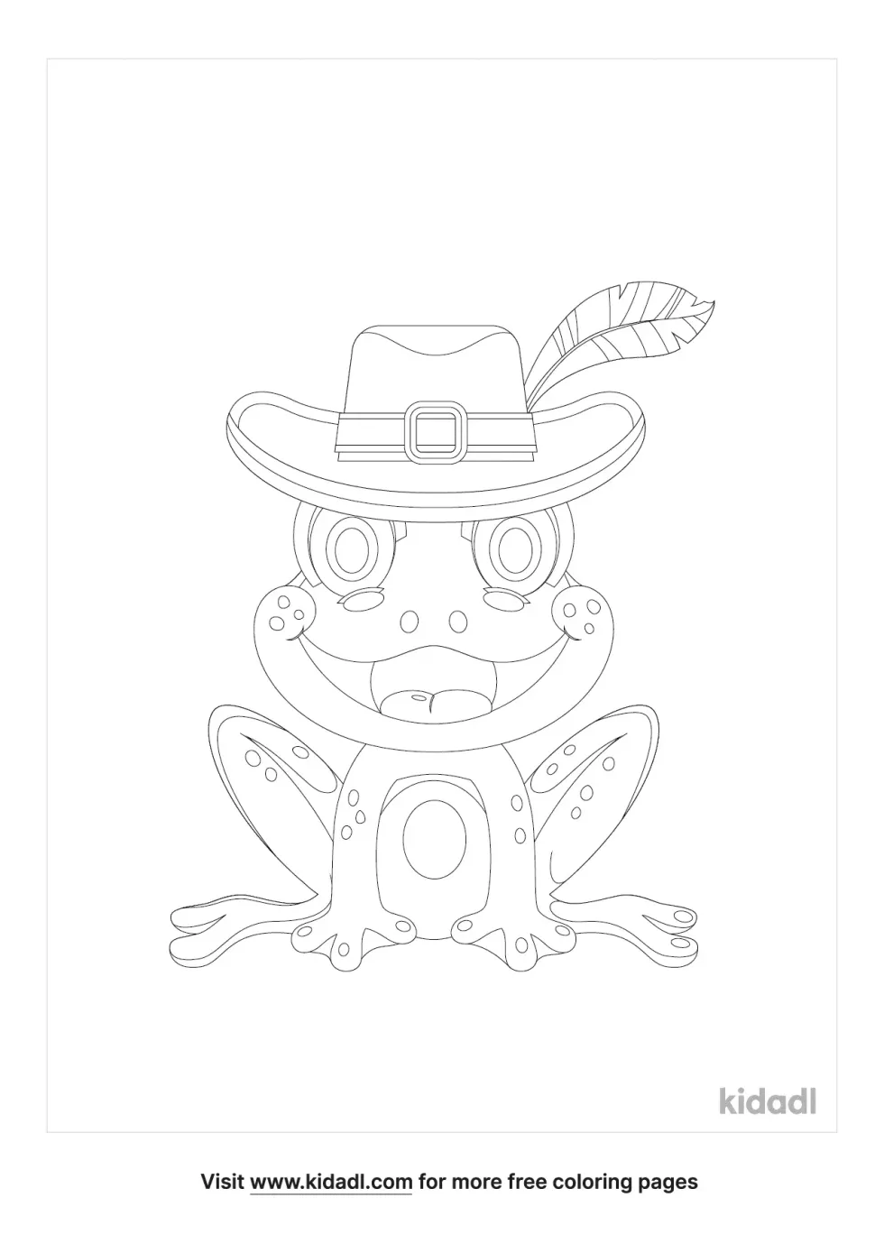 Frog Wearing A Hat Coloring Page