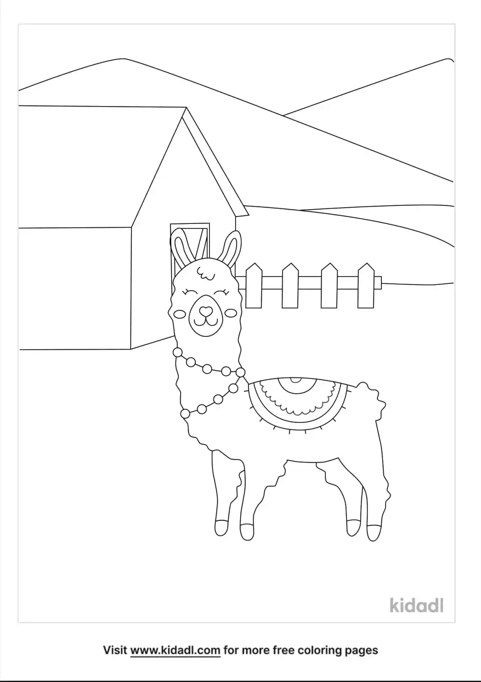 Llama With Blanket Coloring Page