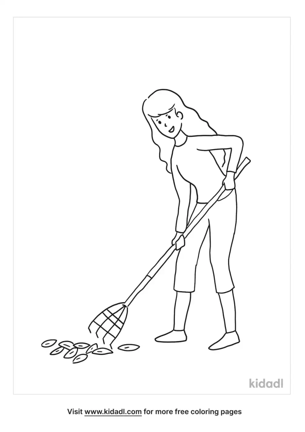 Person With Rake Coloring Page