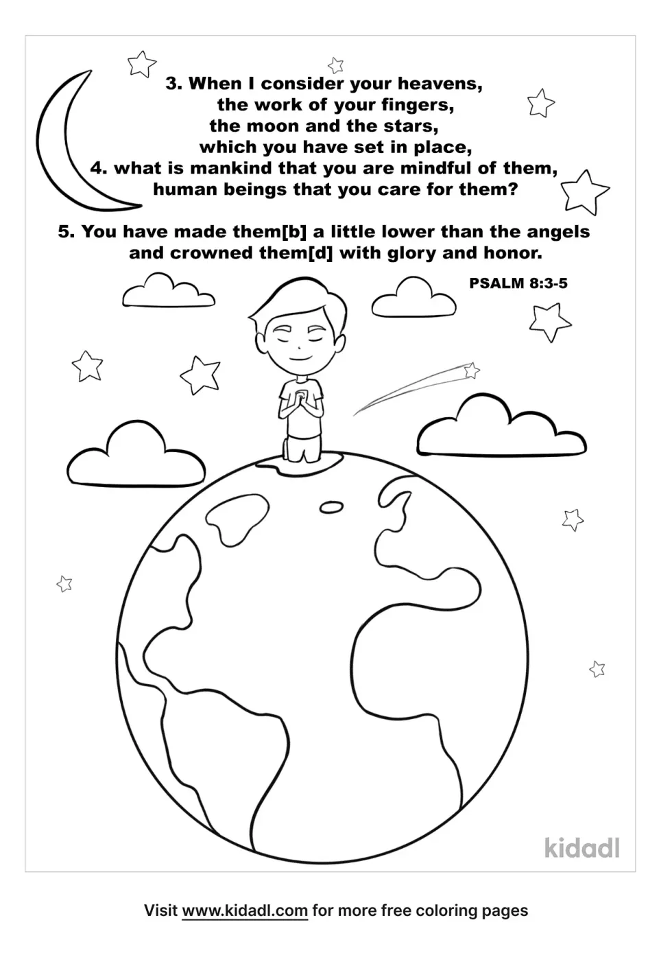Psalm 8:3-5 Coloring Page