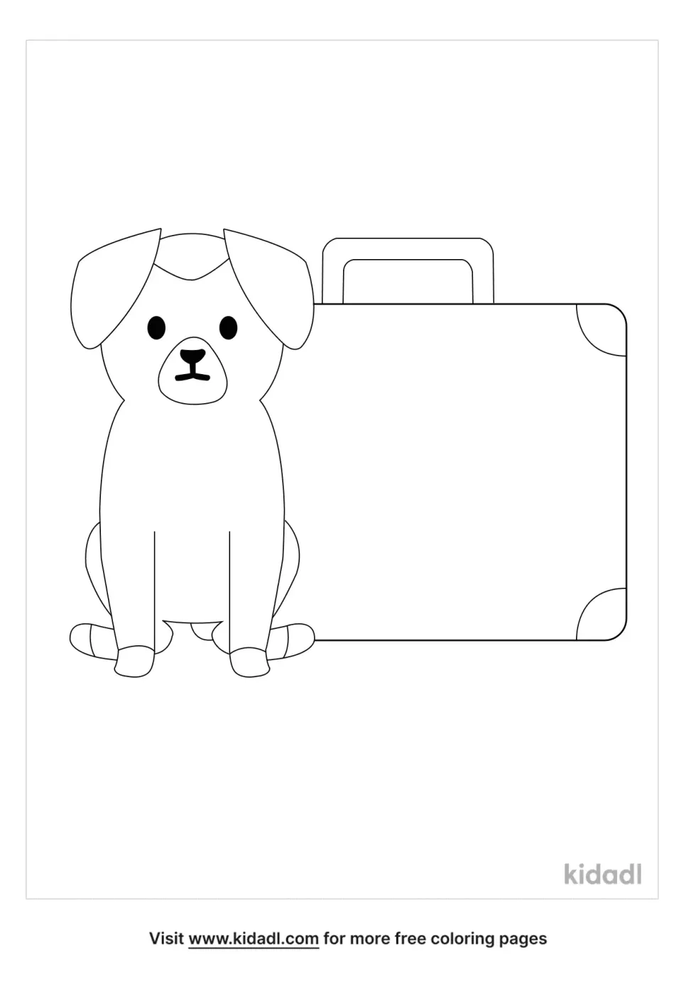 Dog With A Suitcase Coloring Page