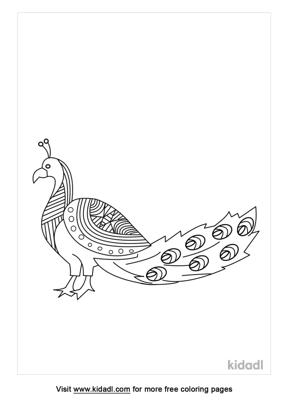 Zentangle Peacock Coloring Page