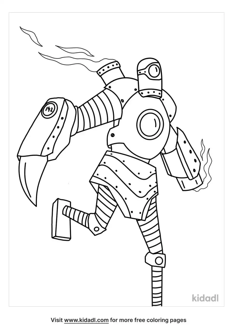 Steampunk Giant Robot Coloring Page