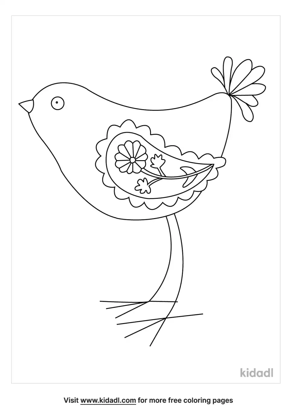 Whimsical Bird Coloring Page