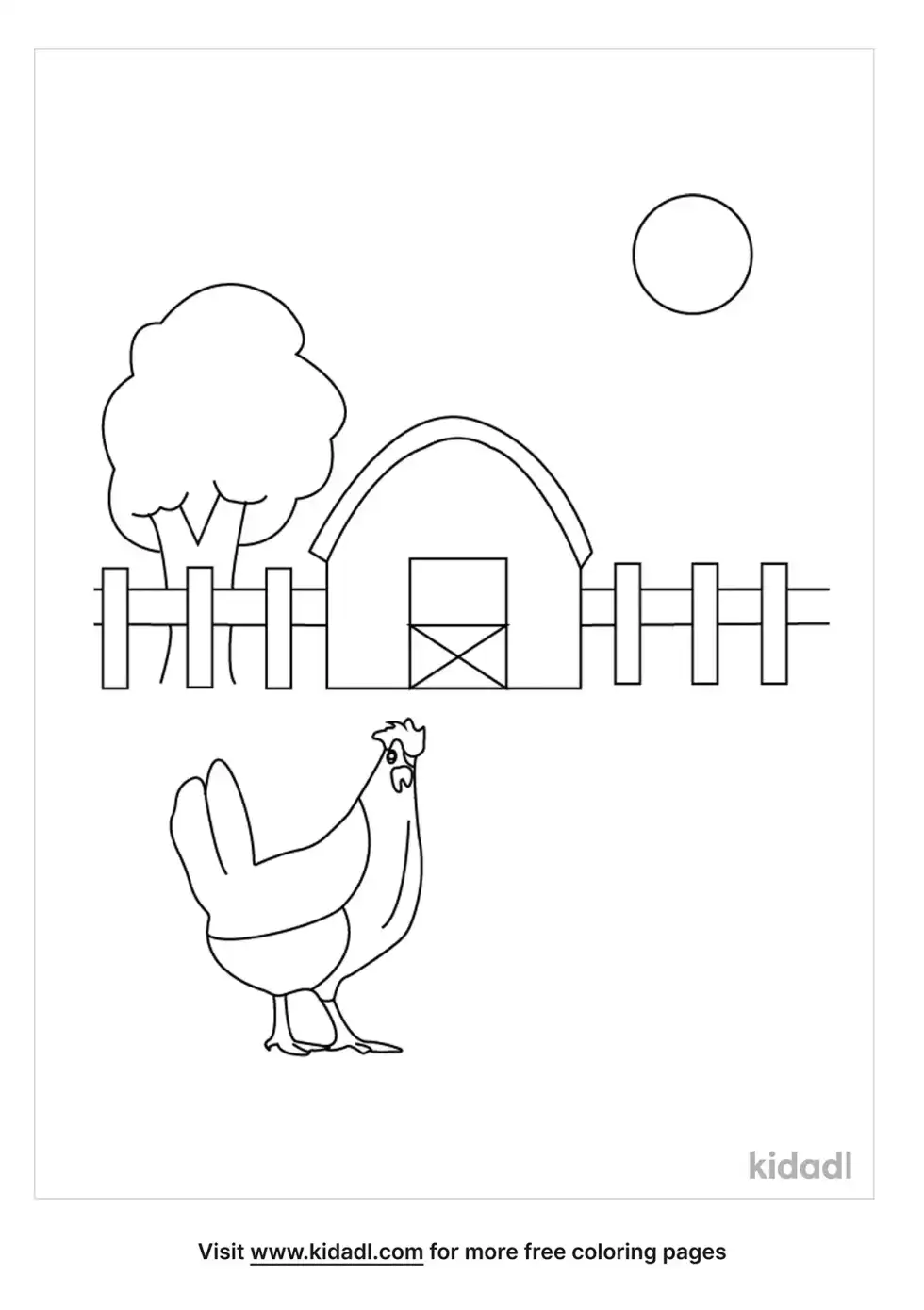 Farm Chicken Coloring Page