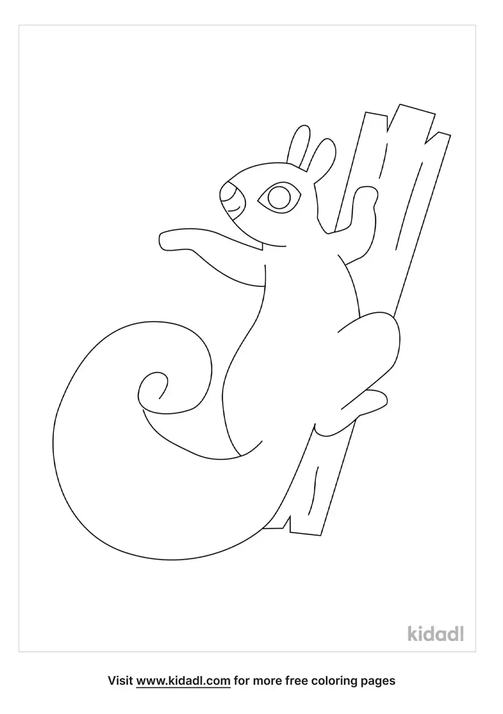Squirrel In The Woods Coloring Page