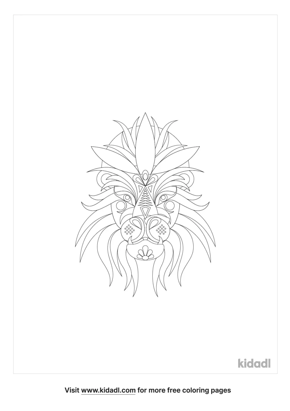 Lion Day Of The Dead Coloring Page