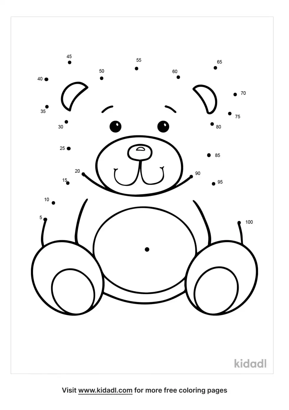 Teddy Bear Count By 5s Dot To Dot (Easy)