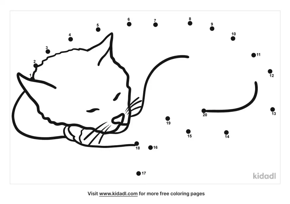 Blissful Sleeping Cat Dot To Dot (Easy)