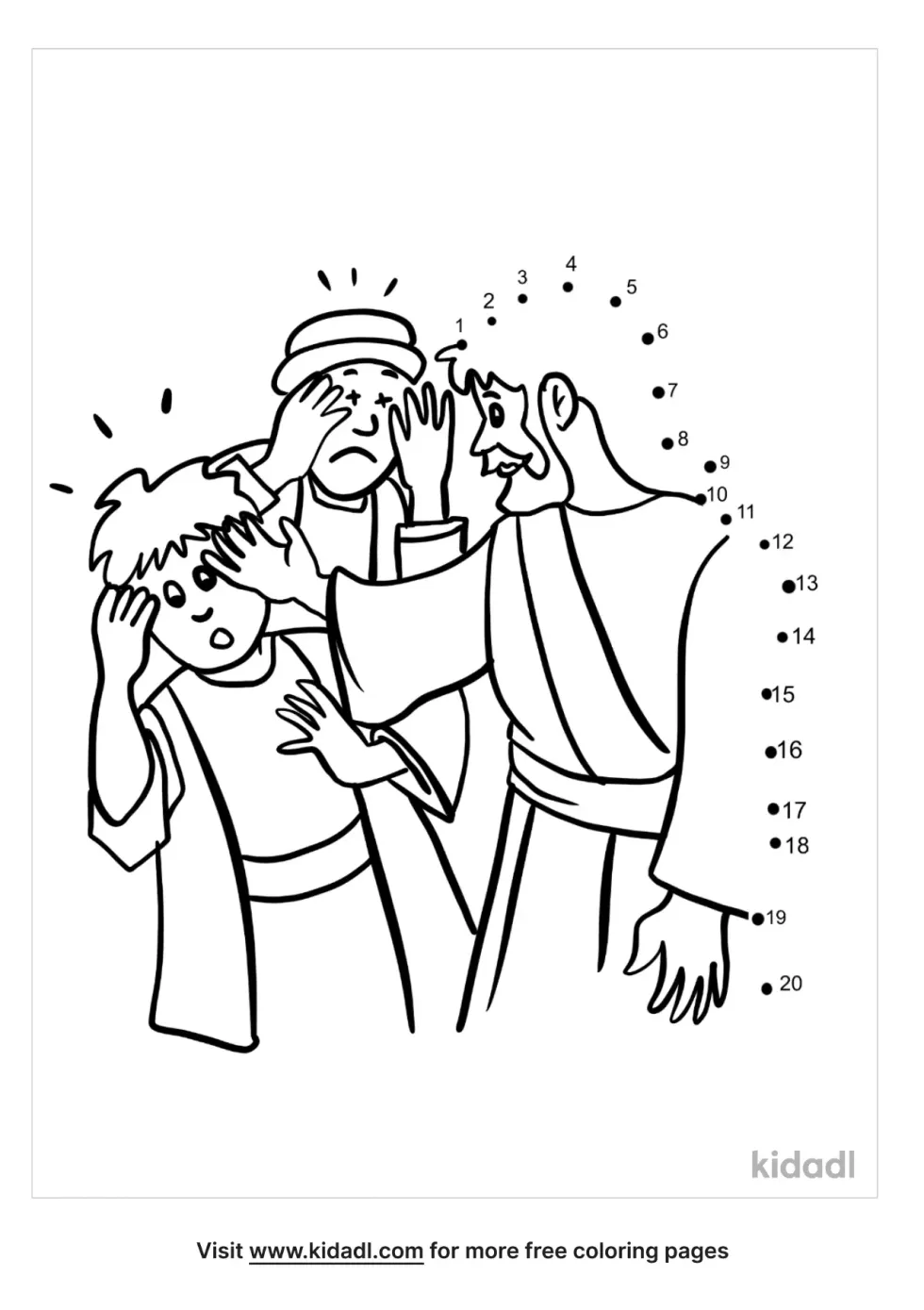 Jesus Heals Two Blind Men Dot To Dot (Easy)