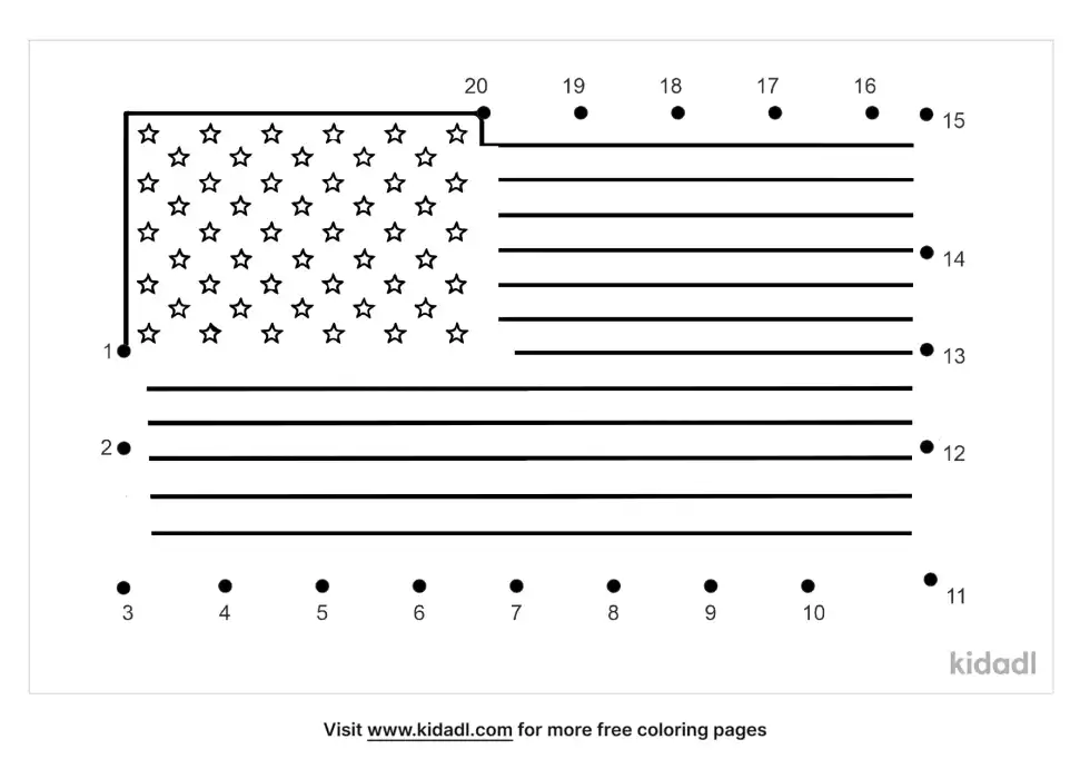 American Flag Fourth Of July Dot To Dot (Easy)
