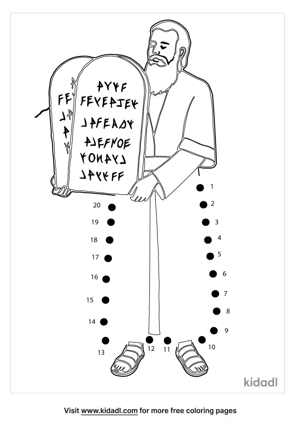 Moses And The 10 Commandments Dot To Dot (Easy)