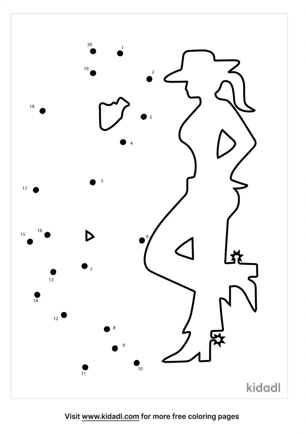 Cowgirl And Cowboy Dot To Dot (Easy)