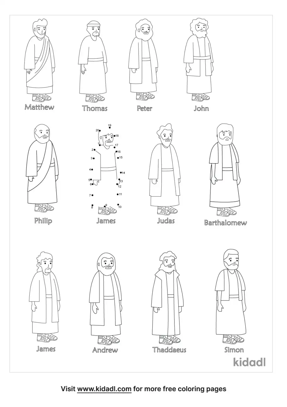 12 Disciples Dot To Dot (Easy)