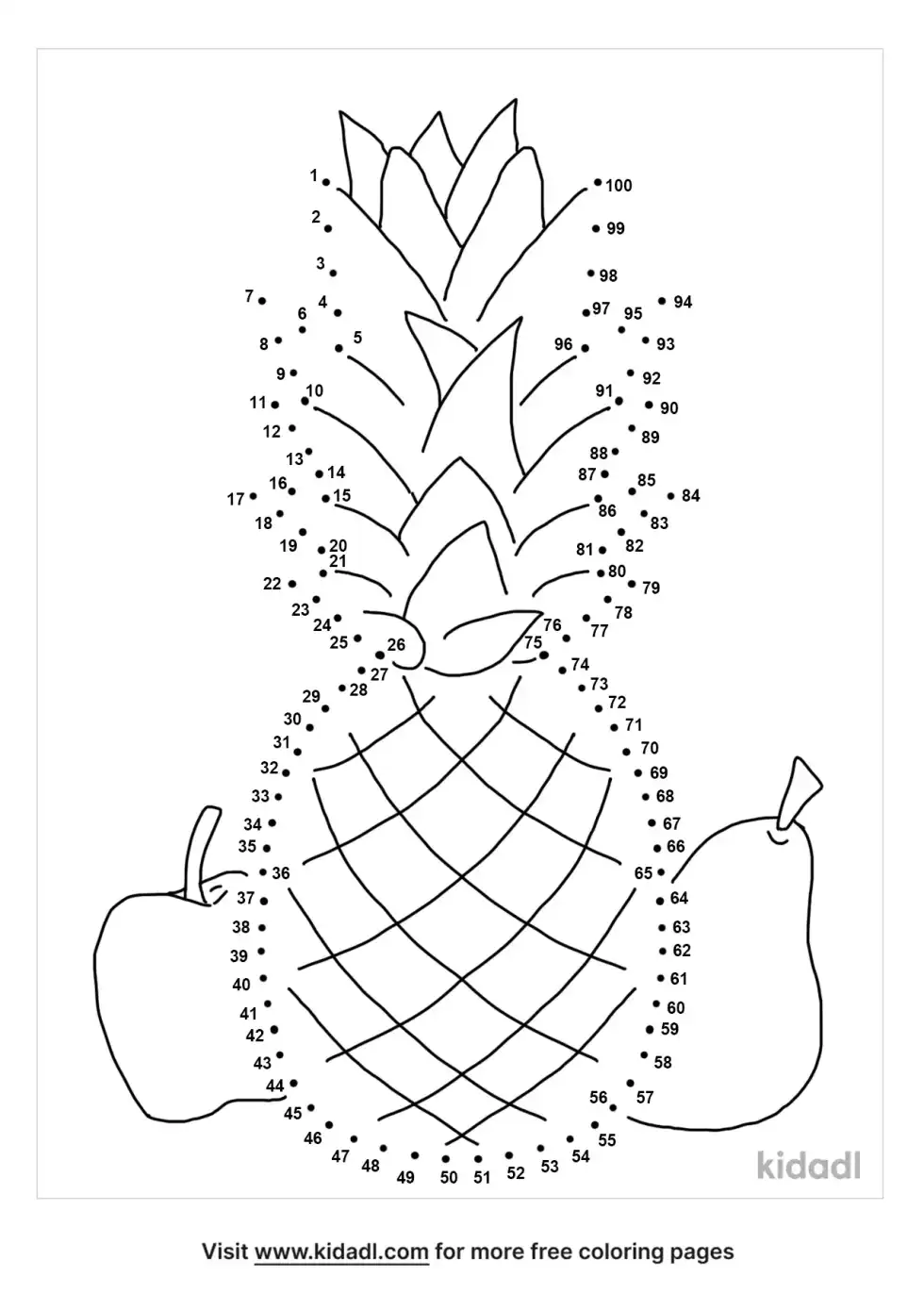 Fruits And Vegetables Dot To Dot (Hard)