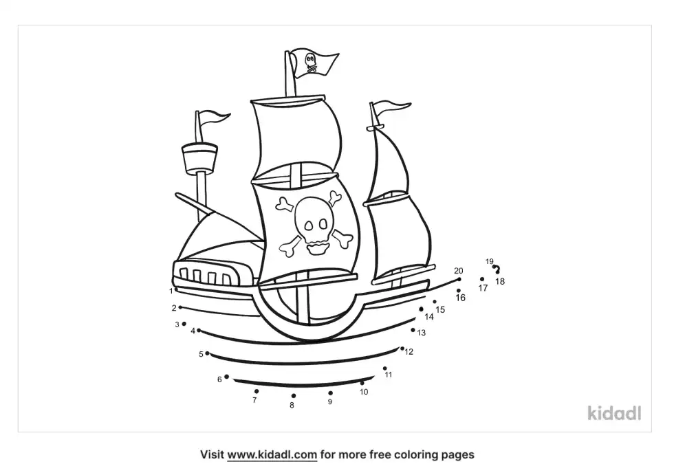 Pirate Ship Dot To Dot (Easy)