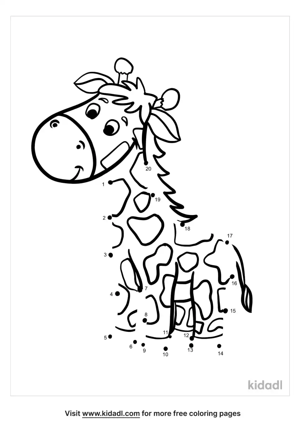 Baby Giraffe Dot To Dot (Easy)