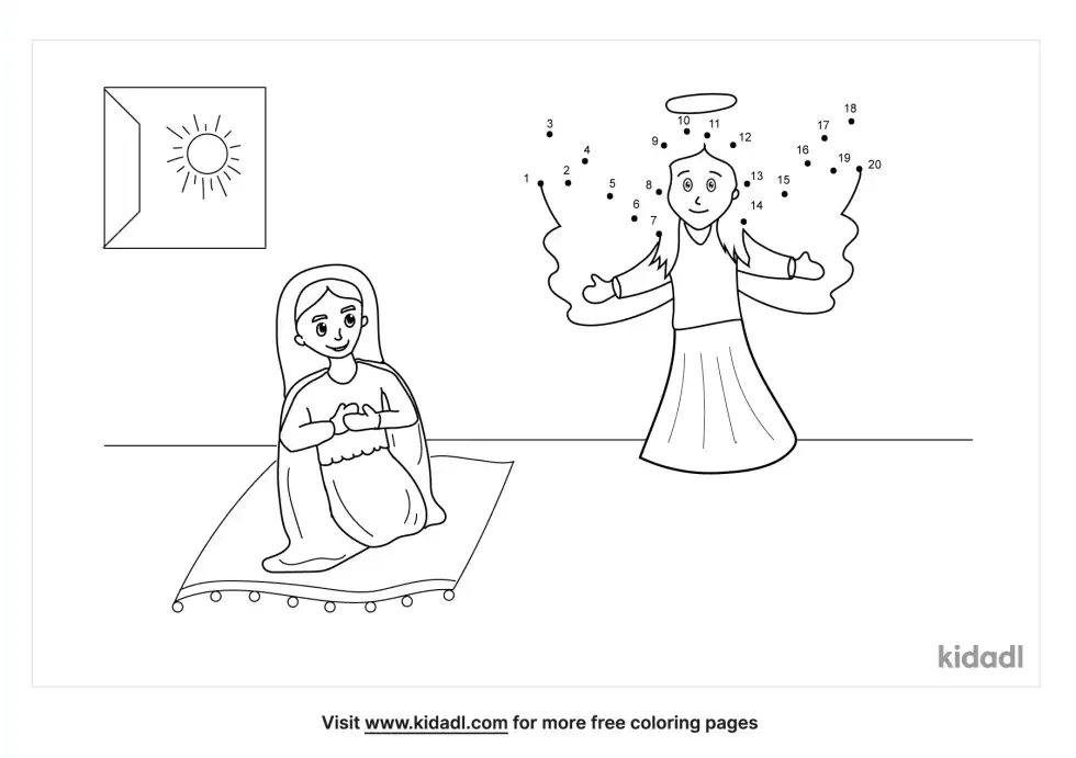 Angel Appears To Mary Dot To Dot (Easy)